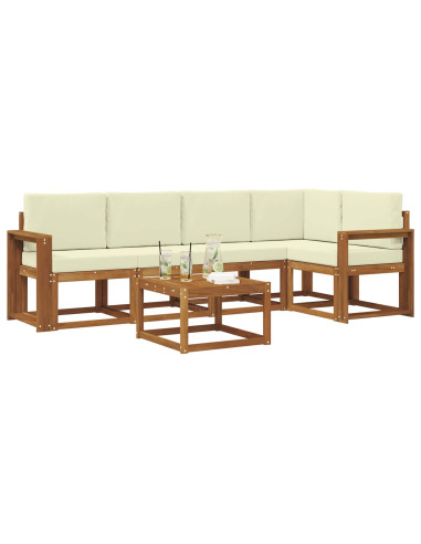 Set di divani da esterno con cuscino 6 pcs Naturale e Crema