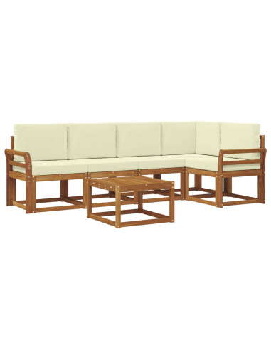 Set di divani da esterno con cuscino 6 pcs Naturale e Crema