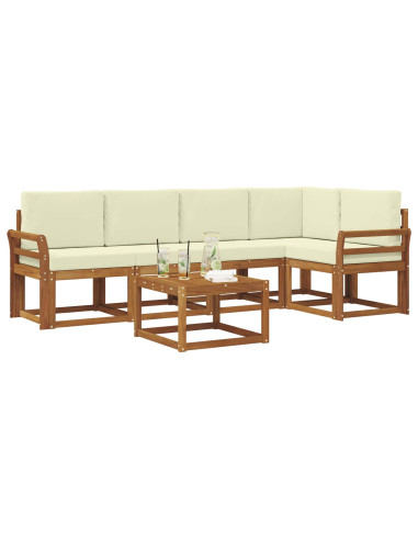 Set di divani da esterno con cuscino 6 pcs Naturale e Crema