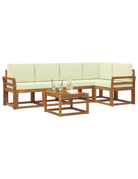 Set di divani da esterno con cuscino 6 pcs Naturale e Crema