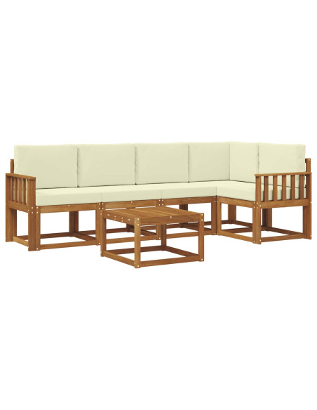 Set di divani da esterno con cuscino 6 pcs Naturale e Crema