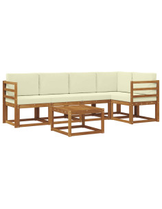 Set di divani da esterno con cuscino 6 pcs Naturale e Crema 2