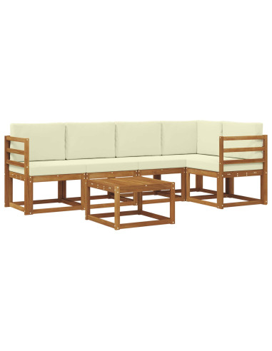 Set di divani da esterno con cuscino 6 pcs Naturale e Crema