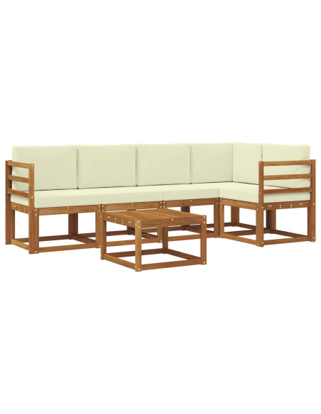 Set di divani da esterno con cuscino 6 pcs Naturale e Crema