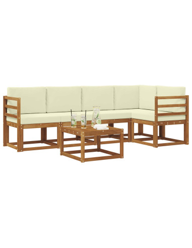 Set di divani da esterno con cuscino 6 pcs Naturale e Crema