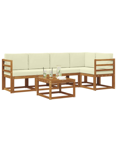 Set di divani da esterno con cuscino 6 pcs Naturale e Crema