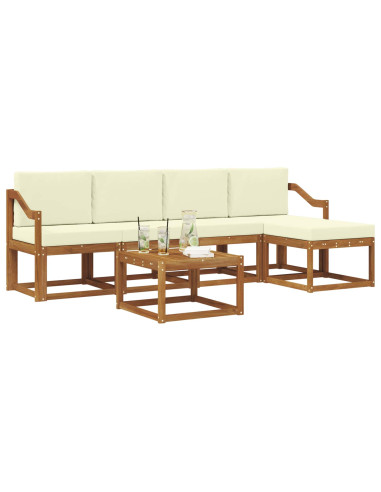 Set di divani da esterno con cuscino 6 pcs Naturale e Crema