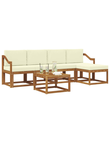 Set di divani da esterno con cuscino 6 pcs Naturale e Crema