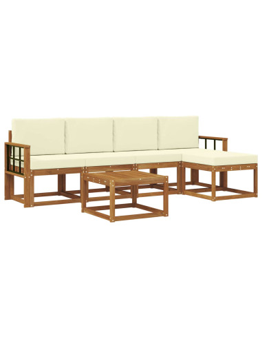Set di divani da esterno con cuscino 6 pcs Naturale e Crema