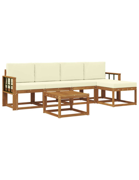 Set di divani da esterno con cuscino 6 pcs Naturale e Crema