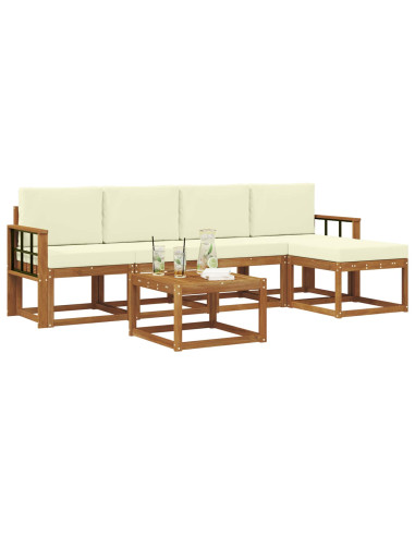 Set di divani da esterno con cuscino 6 pcs Naturale e Crema