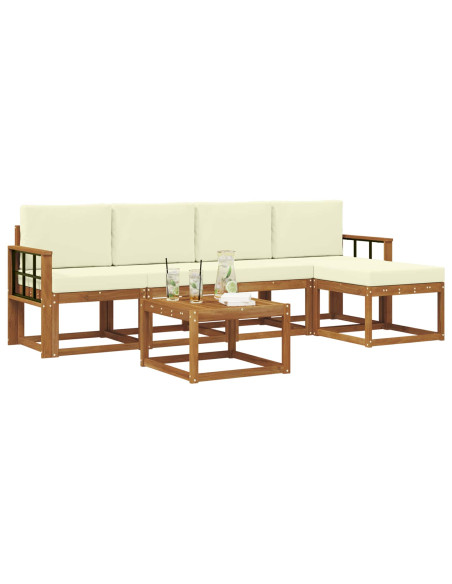 Set di divani da esterno con cuscino 6 pcs Naturale e Crema