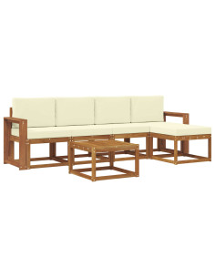 Set di divani da esterno con cuscino 6 pcs Naturale e Crema 2