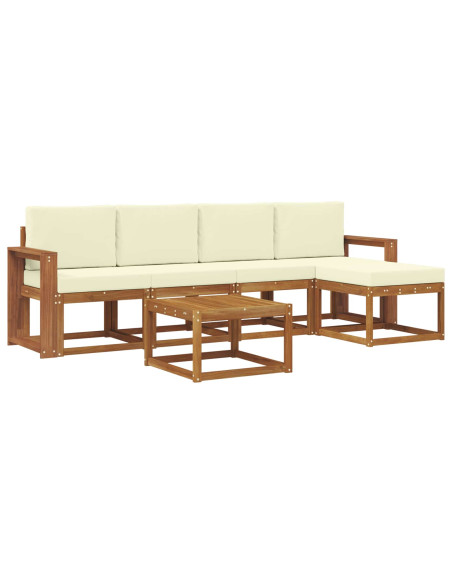 Set di divani da esterno con cuscino 6 pcs Naturale e Crema