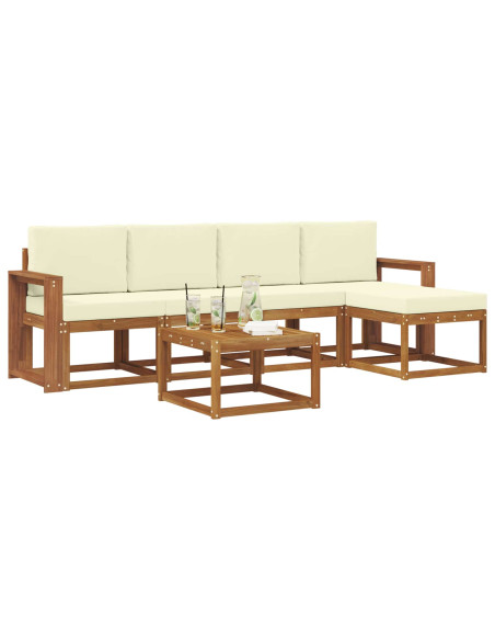 Set di divani da esterno con cuscino 6 pcs Naturale e Crema