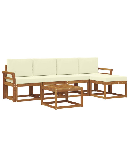 Set di divani da esterno con cuscino 6 pcs Naturale e Crema