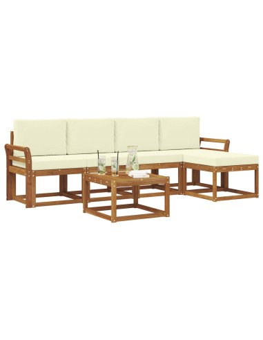 Set di divani da esterno con cuscino 6 pcs Naturale e Crema