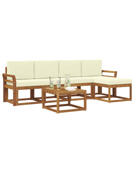 Set di divani da esterno con cuscino 6 pcs Naturale e Crema