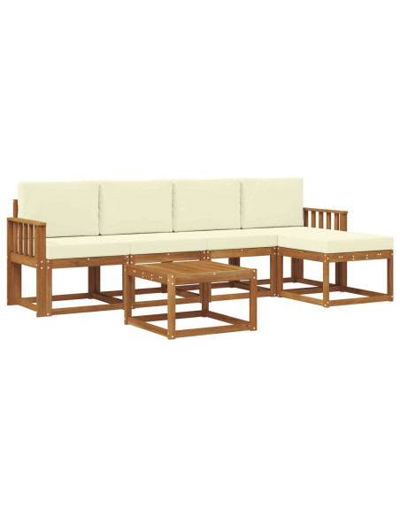 Set di divani da esterno con cuscino 6 pcs Naturale e Crema