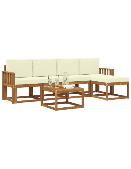 Set di divani da esterno con cuscino 6 pcs Naturale e Crema