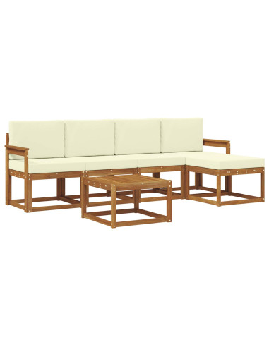 Set di divani da esterno con cuscino 6 pcs Naturale e Crema