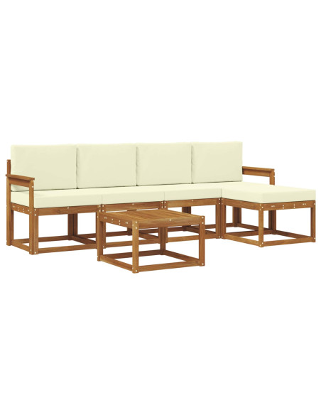Set di divani da esterno con cuscino 6 pcs Naturale e Crema