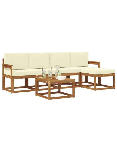 Set di divani da esterno con cuscino 6 pcs Naturale e Crema