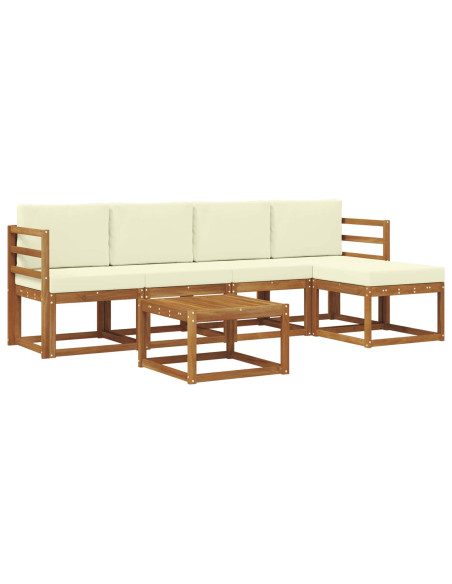 Set di divani da esterno con cuscino 6 pcs Naturale e Crema