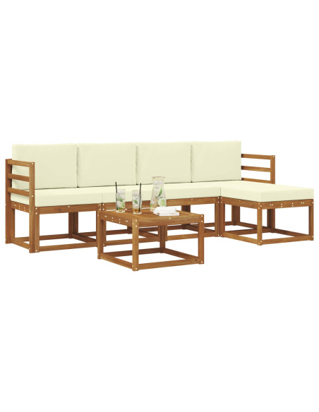 Set di divani da esterno con cuscino 6 pcs Naturale e Crema