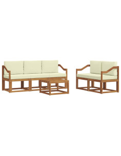 Set di divani da esterno con cuscino 6 pcs Naturale e Crema 2