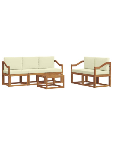 Set di divani da esterno con cuscino 6 pcs Naturale e Crema