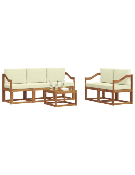 Set di divani da esterno con cuscino 6 pcs Naturale e Crema