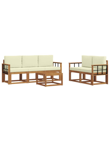 Set di divani da esterno con cuscino 6 pcs Naturale e Crema