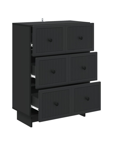 Mobile con Cassetti Nero 66 x 34,5 x 90 cm Legno ingegnerizzato