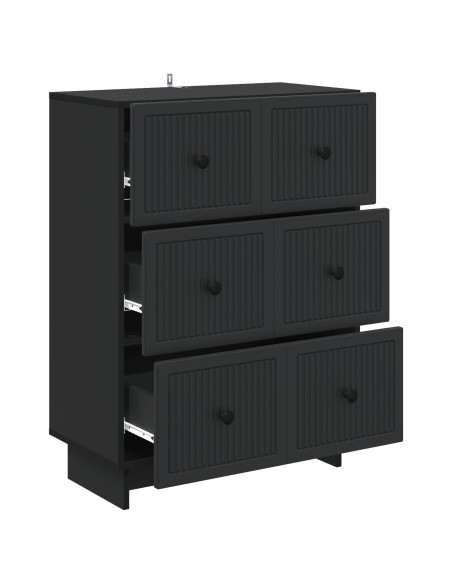 Mobile con Cassetti Nero 66 x 34,5 x 90 cm Legno ingegnerizzato