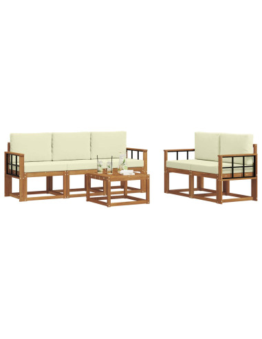 Set di divani da esterno con cuscino 6 pcs Naturale e Crema