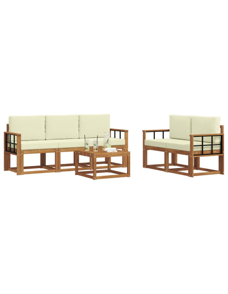 Set di divani da esterno con cuscino 6 pcs Naturale e Crema