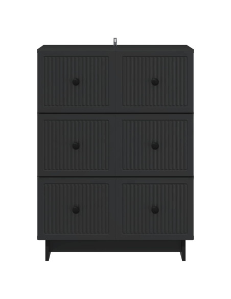 Mobile con Cassetti Nero 66 x 34,5 x 90 cm Legno ingegnerizzato