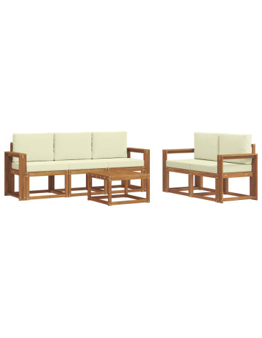 Set di divani da esterno con cuscino 6 pcs Naturale e Crema