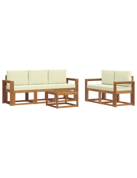 Set di divani da esterno con cuscino 6 pcs Naturale e Crema