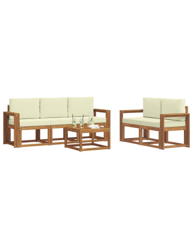Set di divani da esterno con cuscino 6 pcs Naturale e Crema