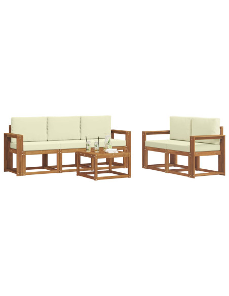 Set di divani da esterno con cuscino 6 pcs Naturale e Crema