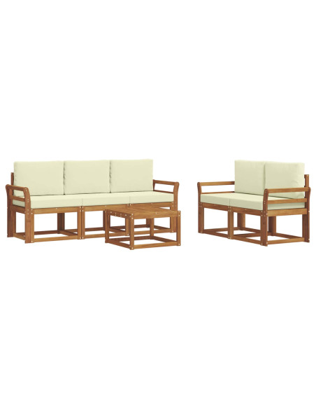 Set di divani da esterno con cuscino 6 pcs Naturale e Crema