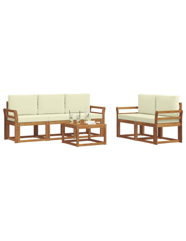 Set di divani da esterno con cuscino 6 pcs Naturale e Crema