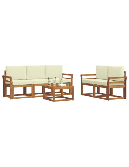 Set di divani da esterno con cuscino 6 pcs Naturale e Crema