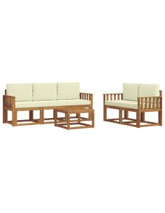 Set di divani da esterno con cuscino 6 pcs Naturale e Crema 2