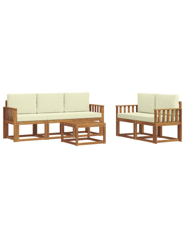 Set di divani da esterno con cuscino 6 pcs Naturale e Crema