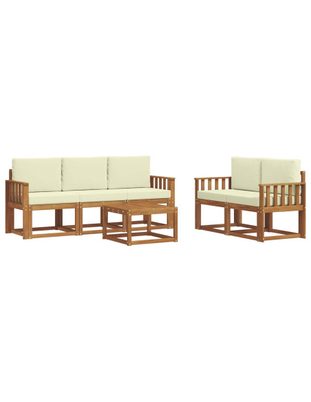 Set di divani da esterno con cuscino 6 pcs Naturale e Crema