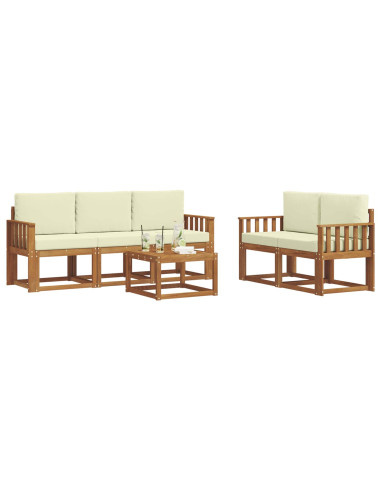Set di divani da esterno con cuscino 6 pcs Naturale e Crema