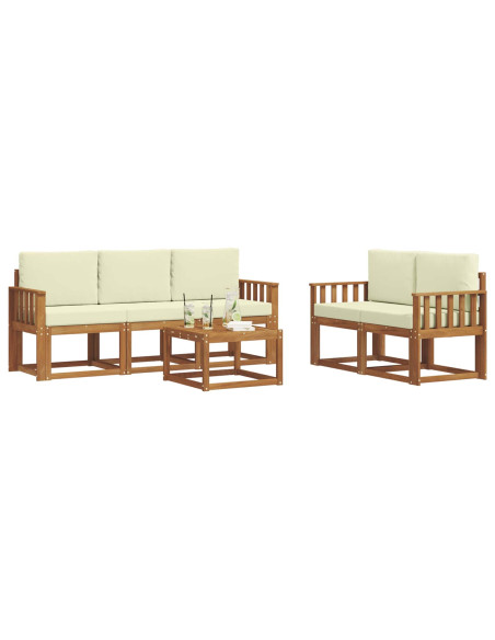 Set di divani da esterno con cuscino 6 pcs Naturale e Crema